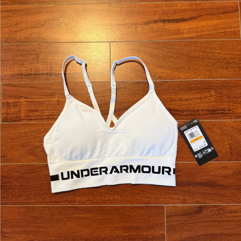 Under Armour Women's White Sports Bra with Black Accents